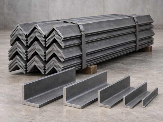 Equal and unequal steel angle sections arranged by size