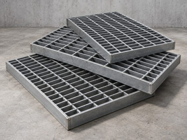 Heavy-duty fabricated steel grating panels